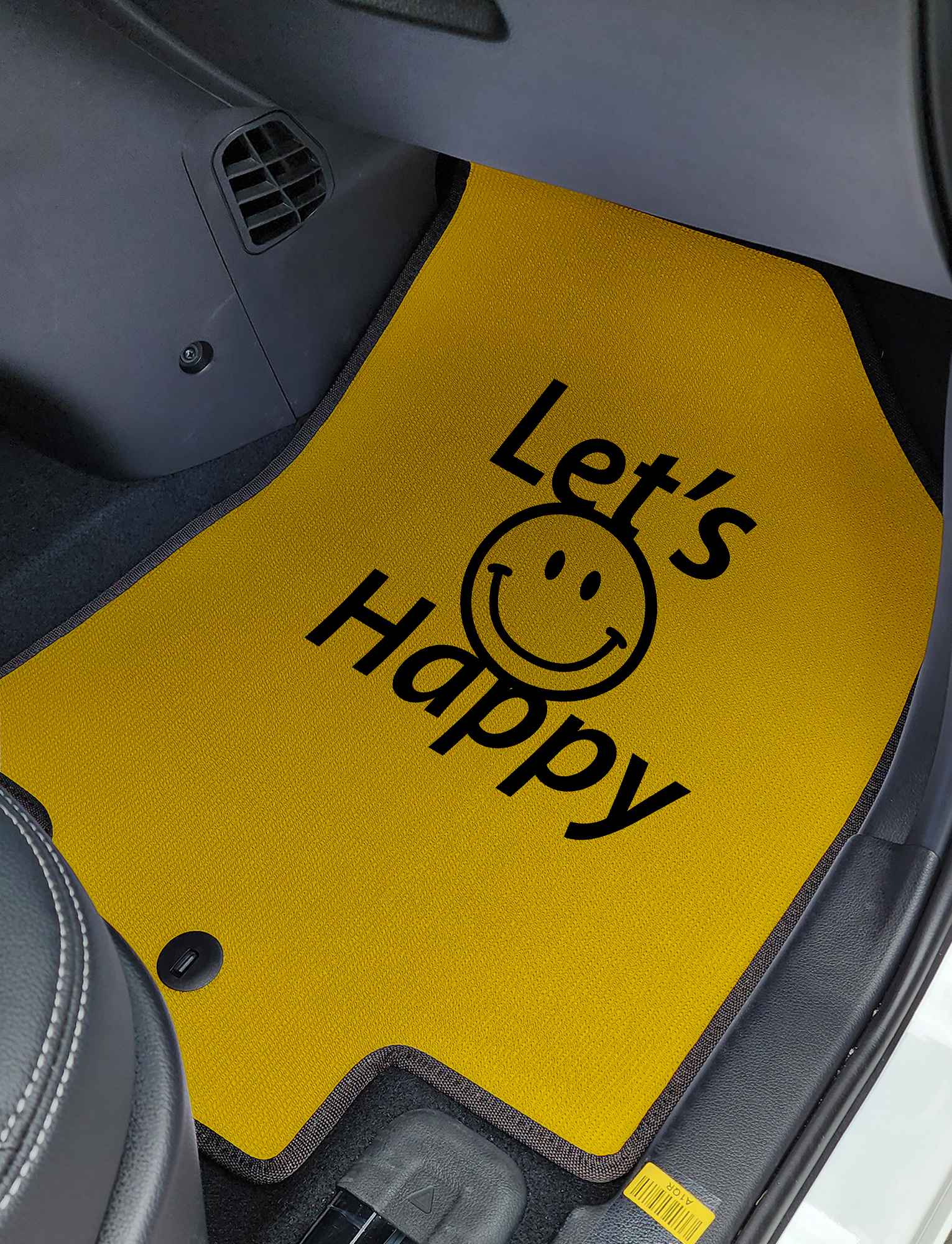 코메샵 한끗차이 노랑스마일씨 노랑배경 꽃스마일 자동차매트 승용차 SUV전용 코일매트 1열