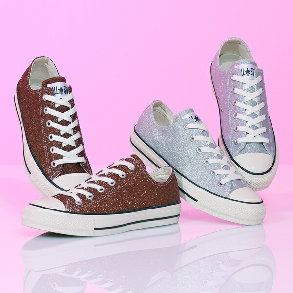 컨버스 CONVERSE 올스타 여성용 스니커즈 글리터 OX 31309380 실버 브라운 - 상품 이미지