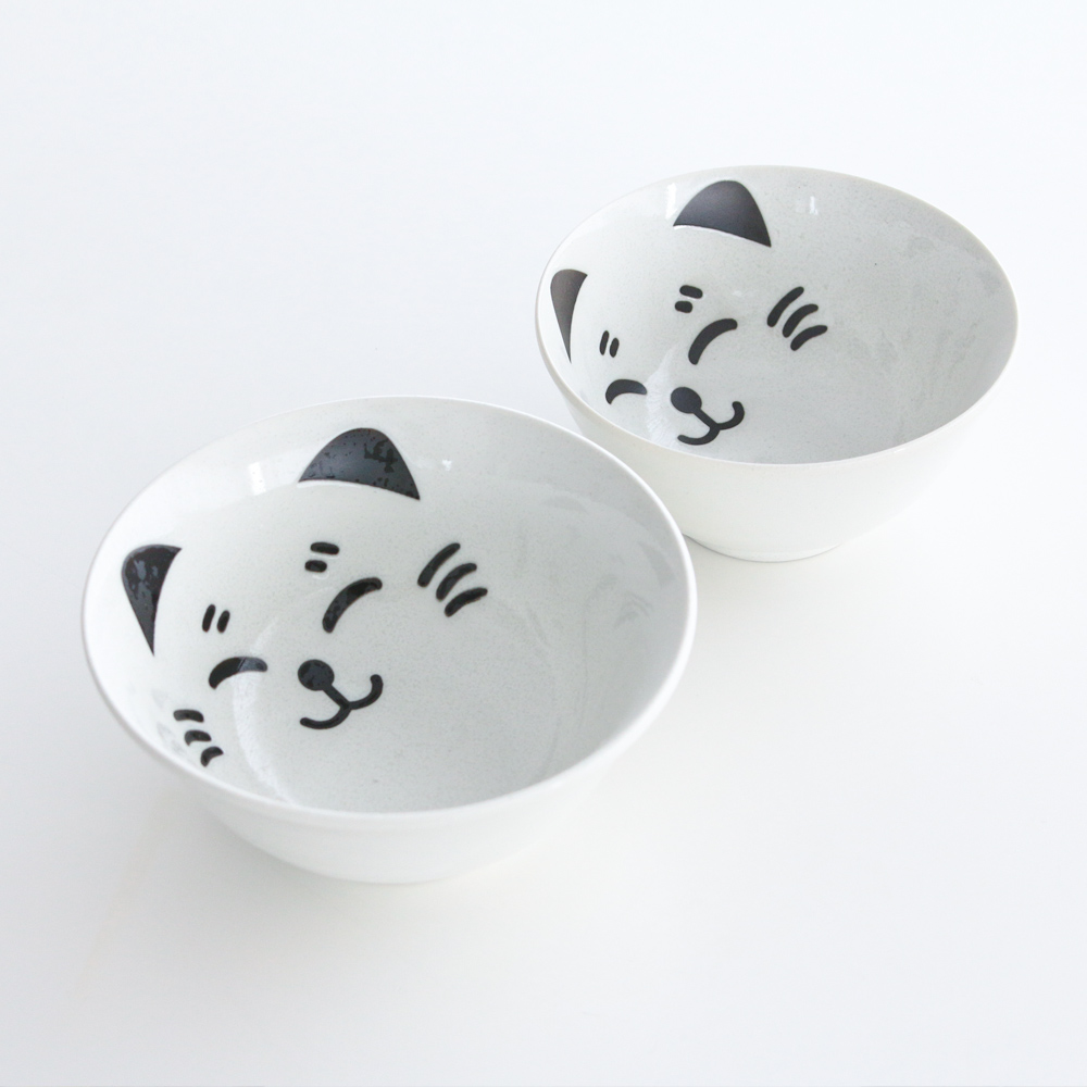 고양이 일본 밥 공기 대접 일식 장국 그릇