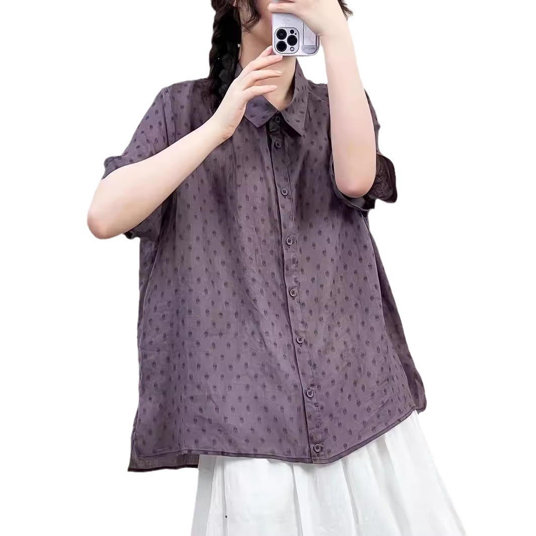 여름린넨셔츠 모시셔츠 마블라우스 오버핏 미시옷 - 상세 이미지 4