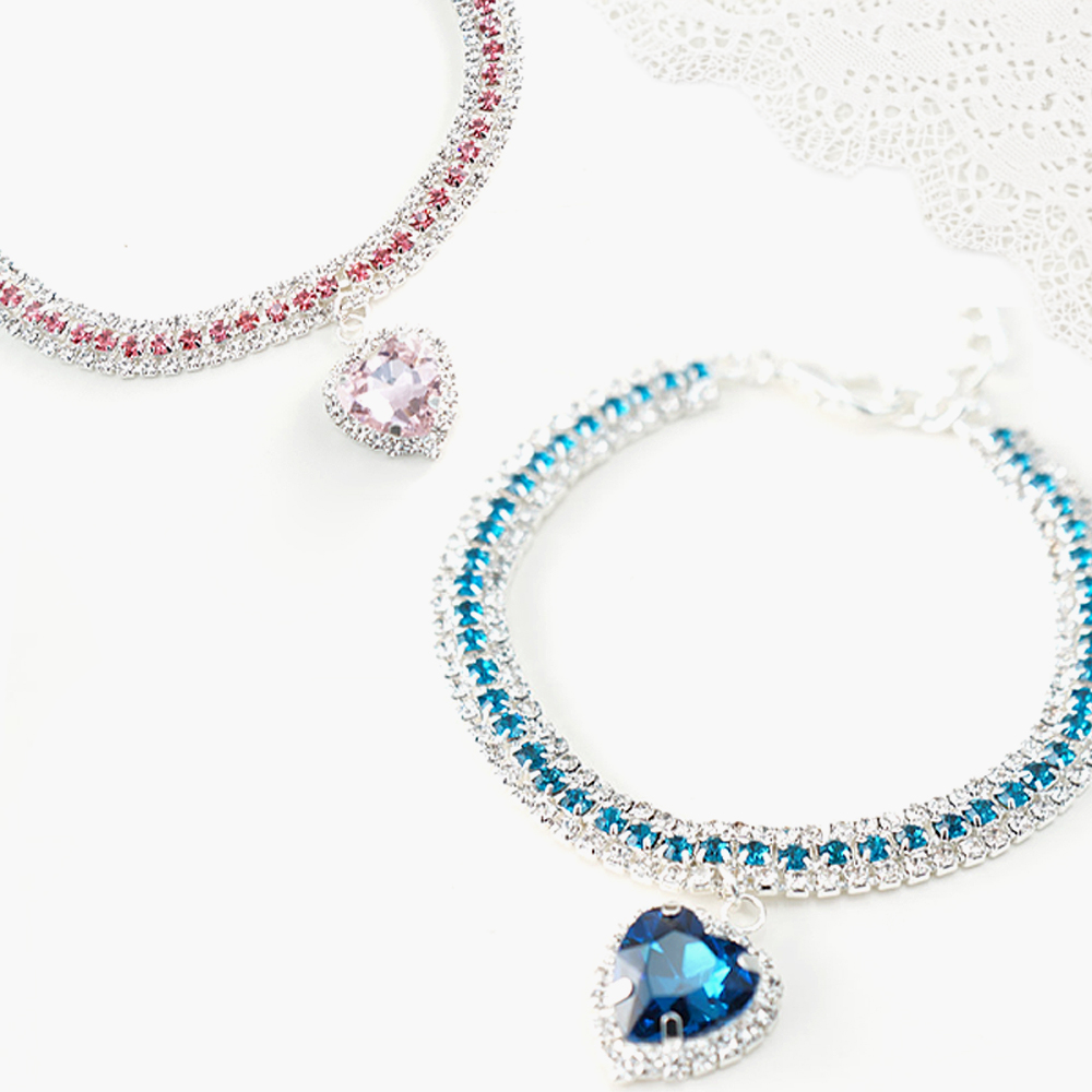 개과천선 글로리 강아지 목걸이 고급 하트 애견 악세서리 패션 용품 컬러 비즈 체인 고양이