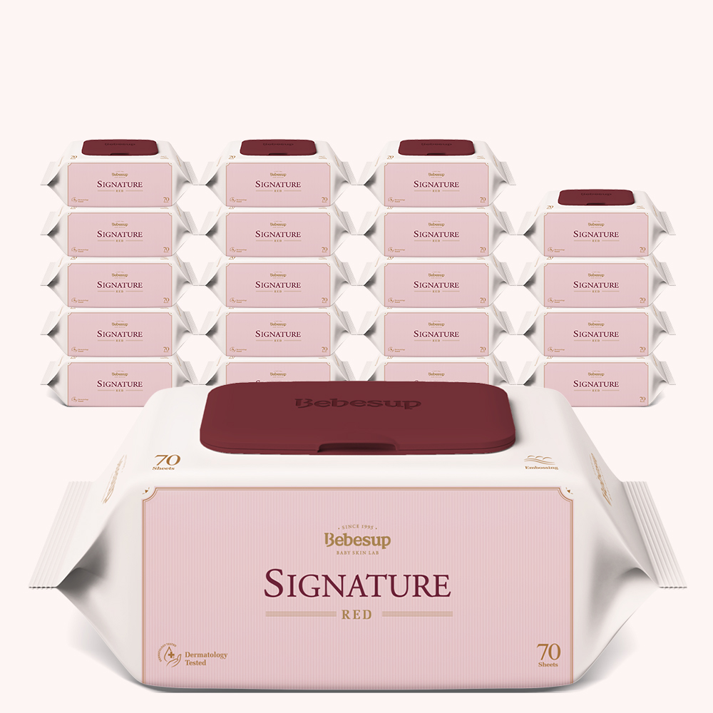 베베숲 아기물티슈 시그니처 레드 캡형 70매, 20개
