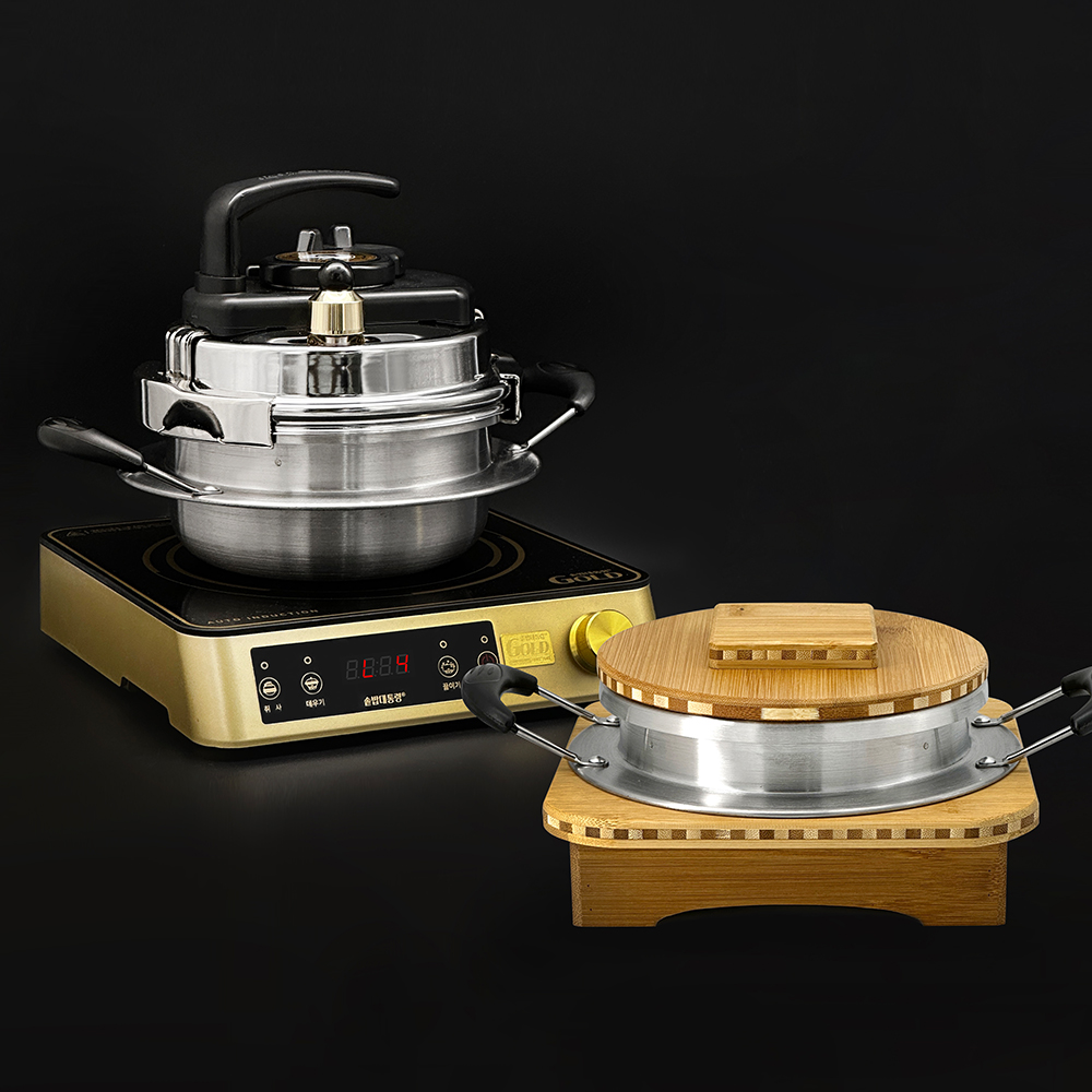 솥밥대통령 3-4인 압력 스텐솥 인덕션 골드세트 가정용 솥밥기계