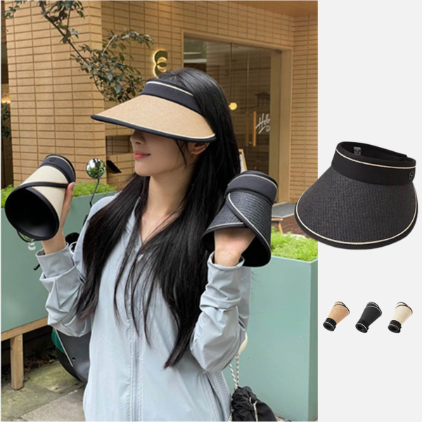 여름 여성 밀짚모자 햇빛가리개 모자 썬캡 - 상세 이미지 5