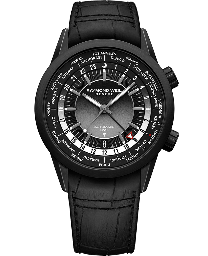 [레이몬드웨일] 프리랜서 GMT 월드타이머 41mm 블랙 - 상품 이미지