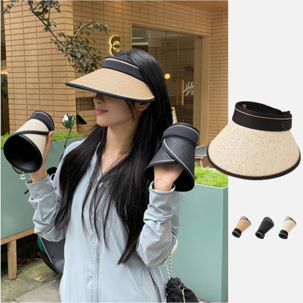 여름 여성 밀짚모자 햇빛가리개 모자 썬캡 - 상세 이미지 4