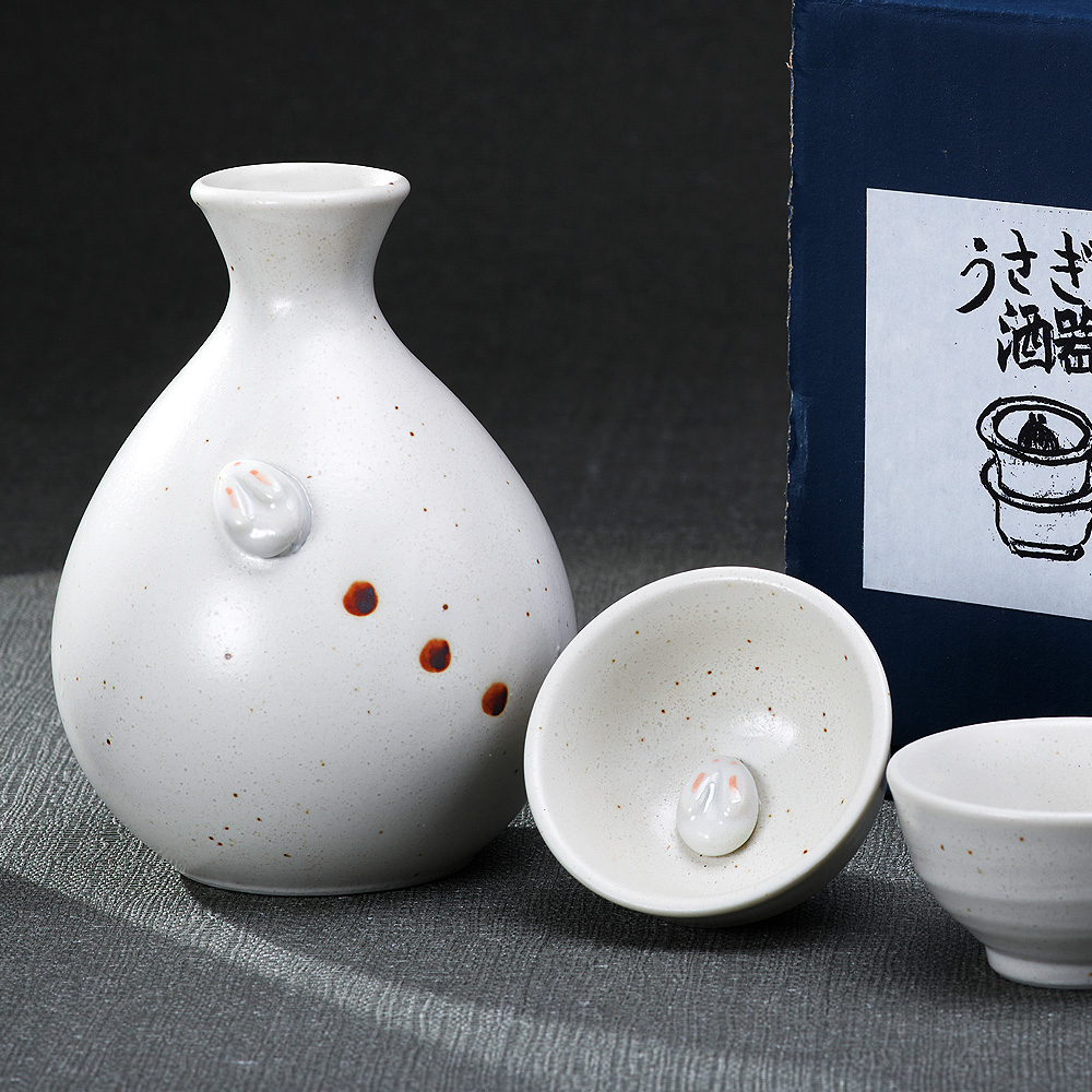 [교토플레이팅] 일본 우사기 도쿠리 사케잔 세트 닷사이23 쿠보타만쥬 핫카이산