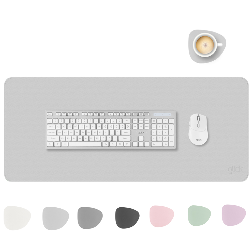 지클릭커 가죽 장패드 데스크 매트 with 티코스터 미디엄그레이