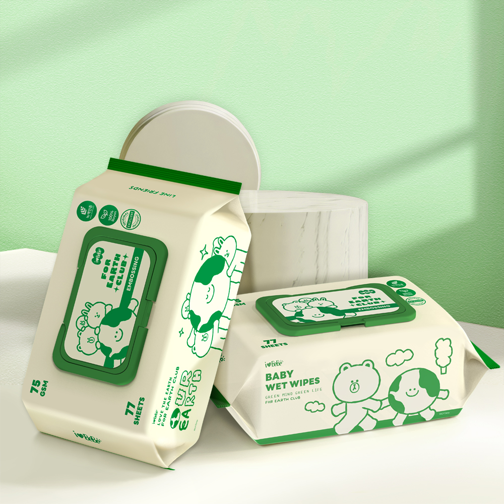 아이러브베베 라인프렌즈 그린에디션 생분해 77매 75g 10팩 캡형 아기물티슈