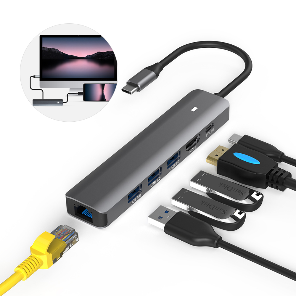 아이노트 61 C TO HDMI DP 랜선 USB C타입 노트북 젠더 상 - 메인 이미지