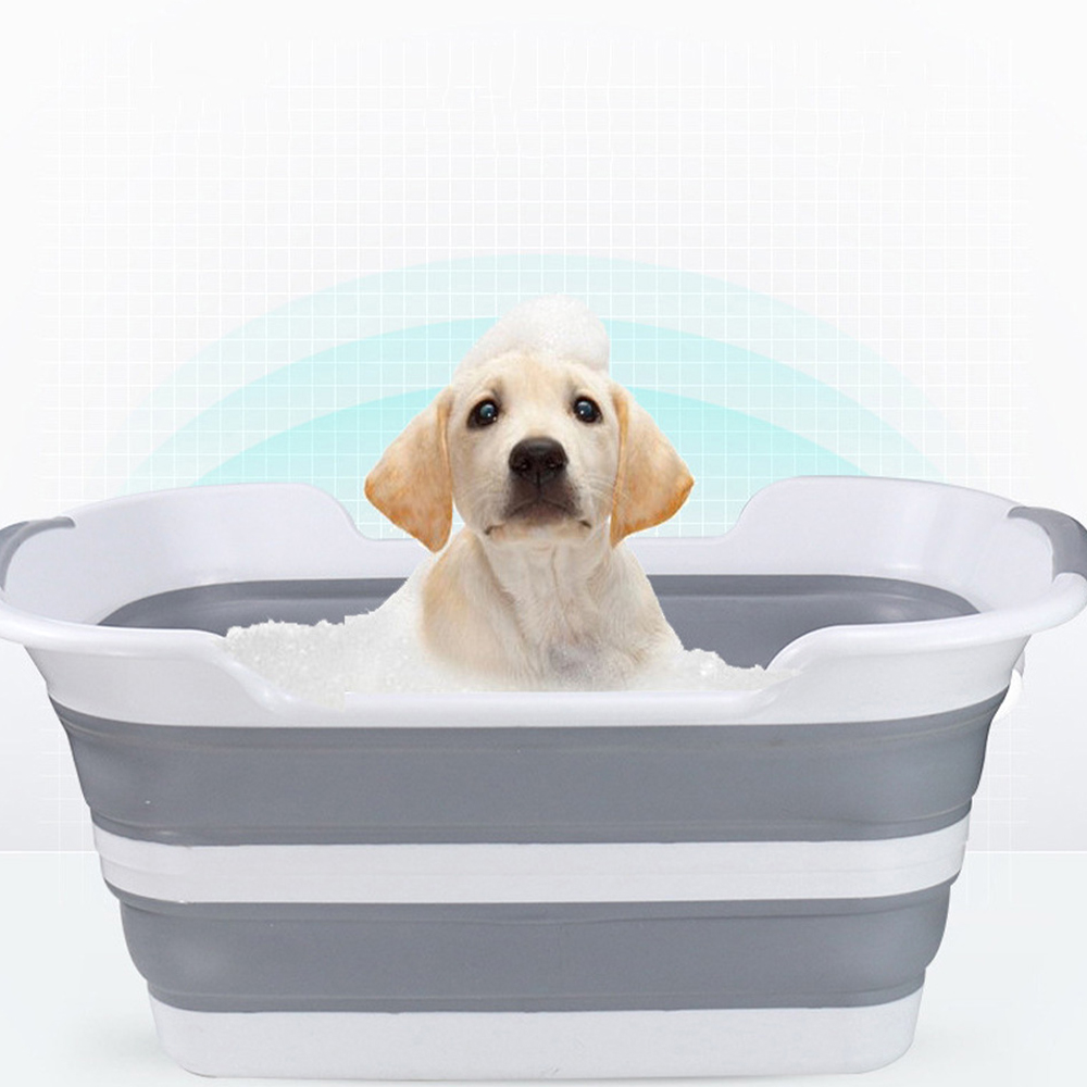 개과천선 포켓 욕조 강아지 목욕 접이식 고양이 멜란지화이트