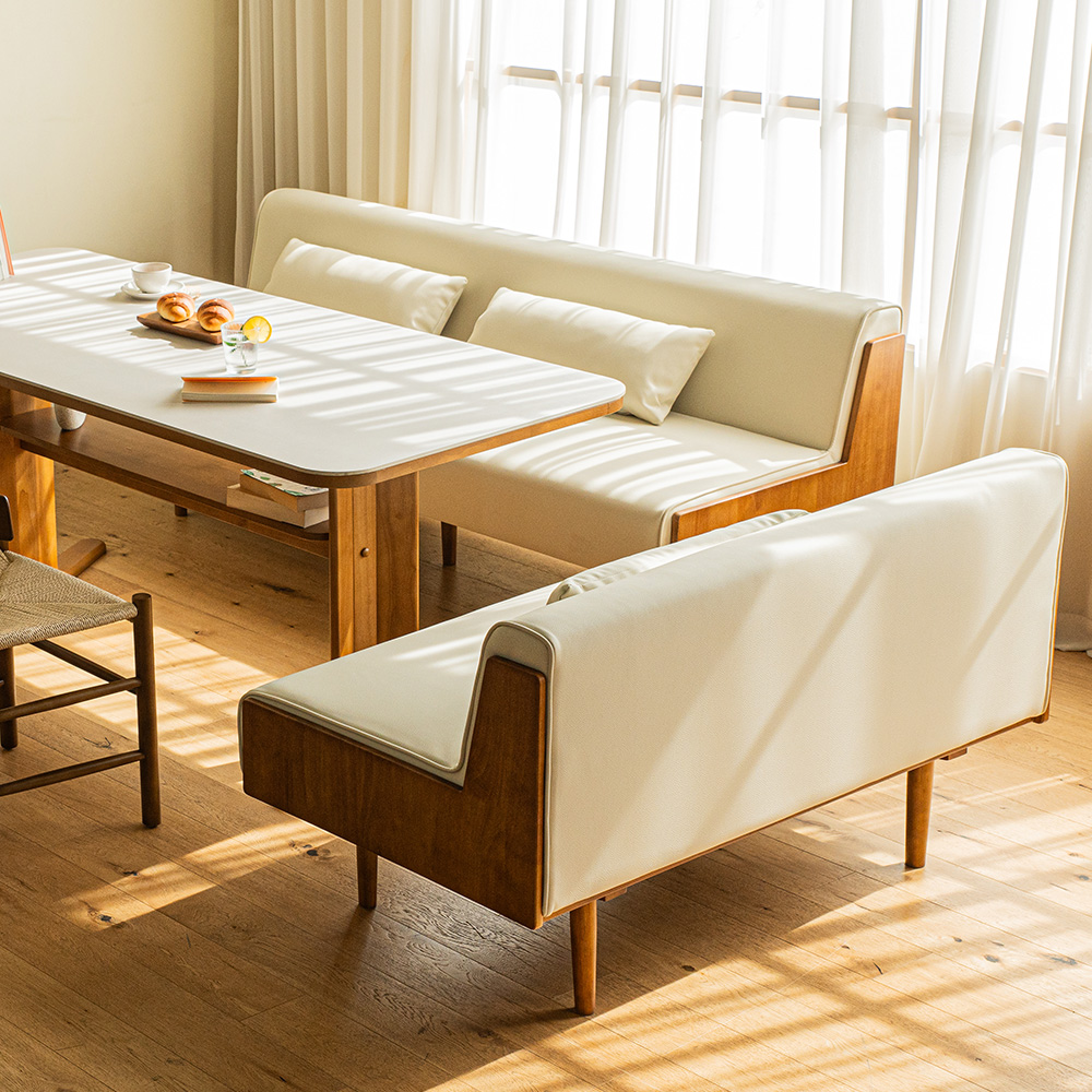 오아르 포세린 세라믹 리빙다이닝 6인 원목 코너형 식탁세트 (가죽소파2)