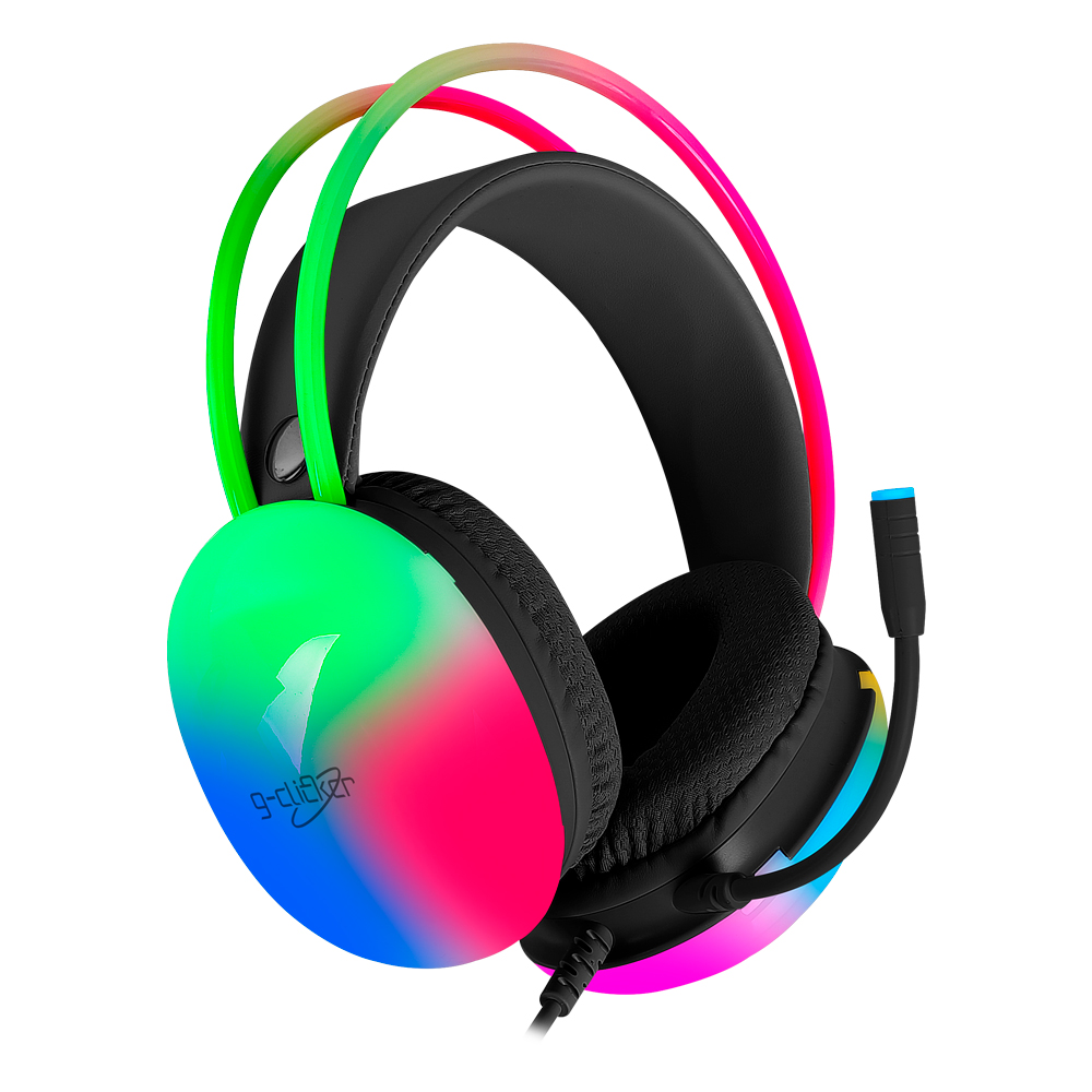 지클릭커 슈퍼히어로 오로라 RGB 게이밍 헤드셋 GH-U3300 블랙 - 상세 이미지 4