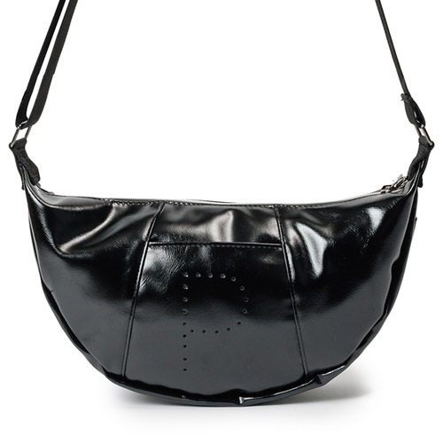 Shiny Punching Logo Cross Bag 반달크로스백 BLACK - 상품 이미지