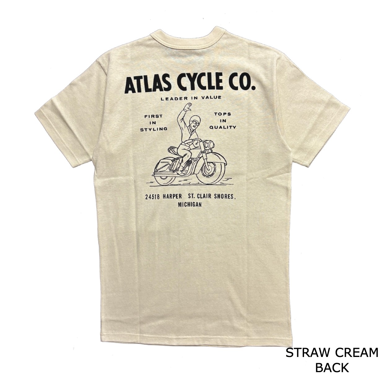 프리휠러스 ATLAS CYCLE CO 남성 반팔 티셔츠 2425004 크림 블랙 - 상세 이미지 3