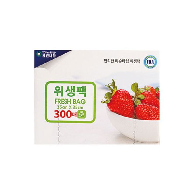 크린나라 위생팩 중형 300매 (25cm x 35cm) : 에이스투베이스