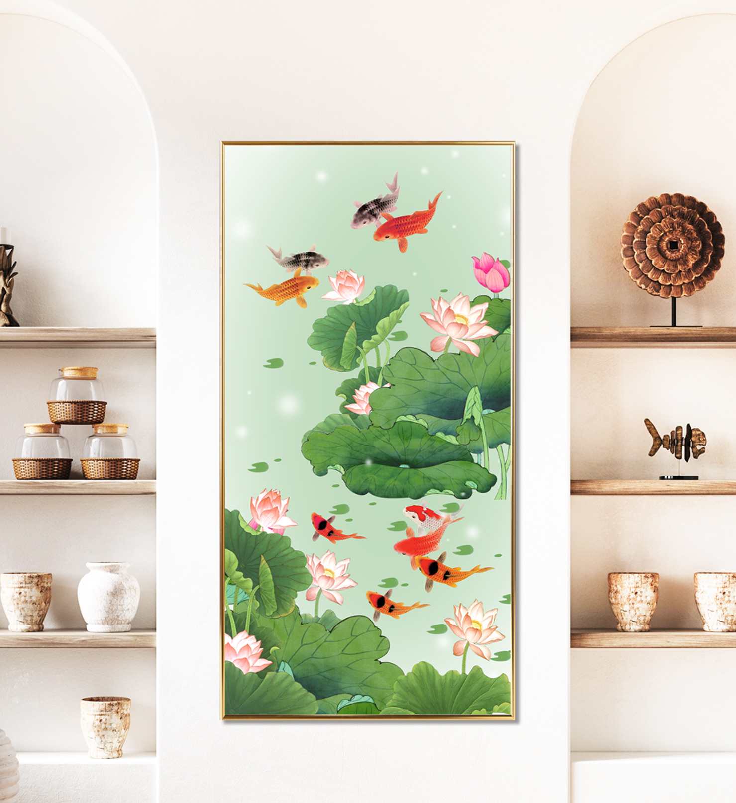 금전운 그림 황금 물고기 잉어액자 대형 풍수인테리어 D 상큼 구어도 와이드 80x40cm - 상세 이미지 2