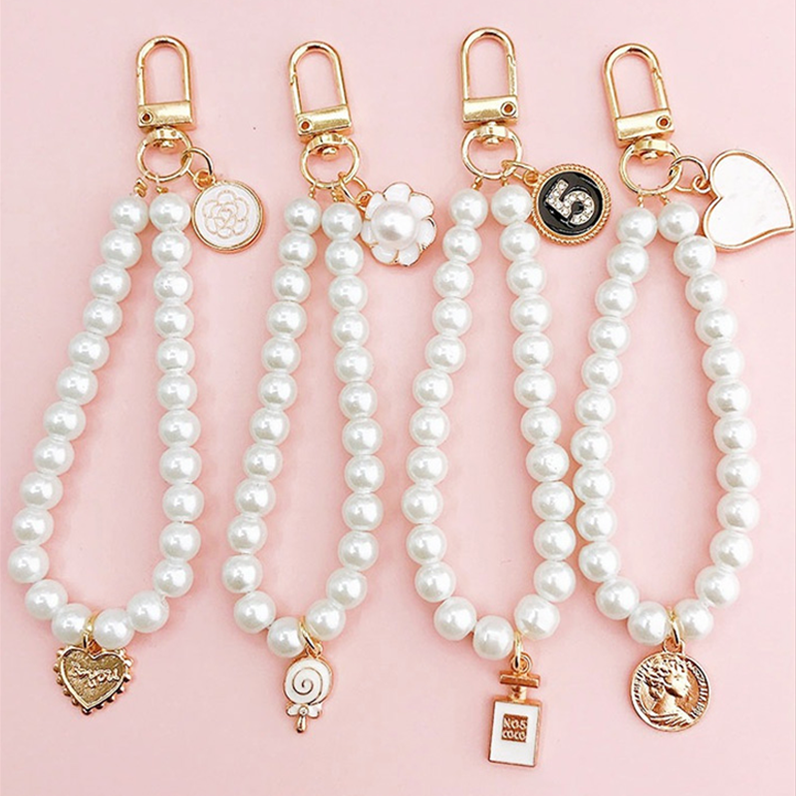 핸드폰진주스트랩 비즈손목스트랩 휴대폰 케이스 가방줄 구슬 핑거 팔찌 악세사리 키링 고리