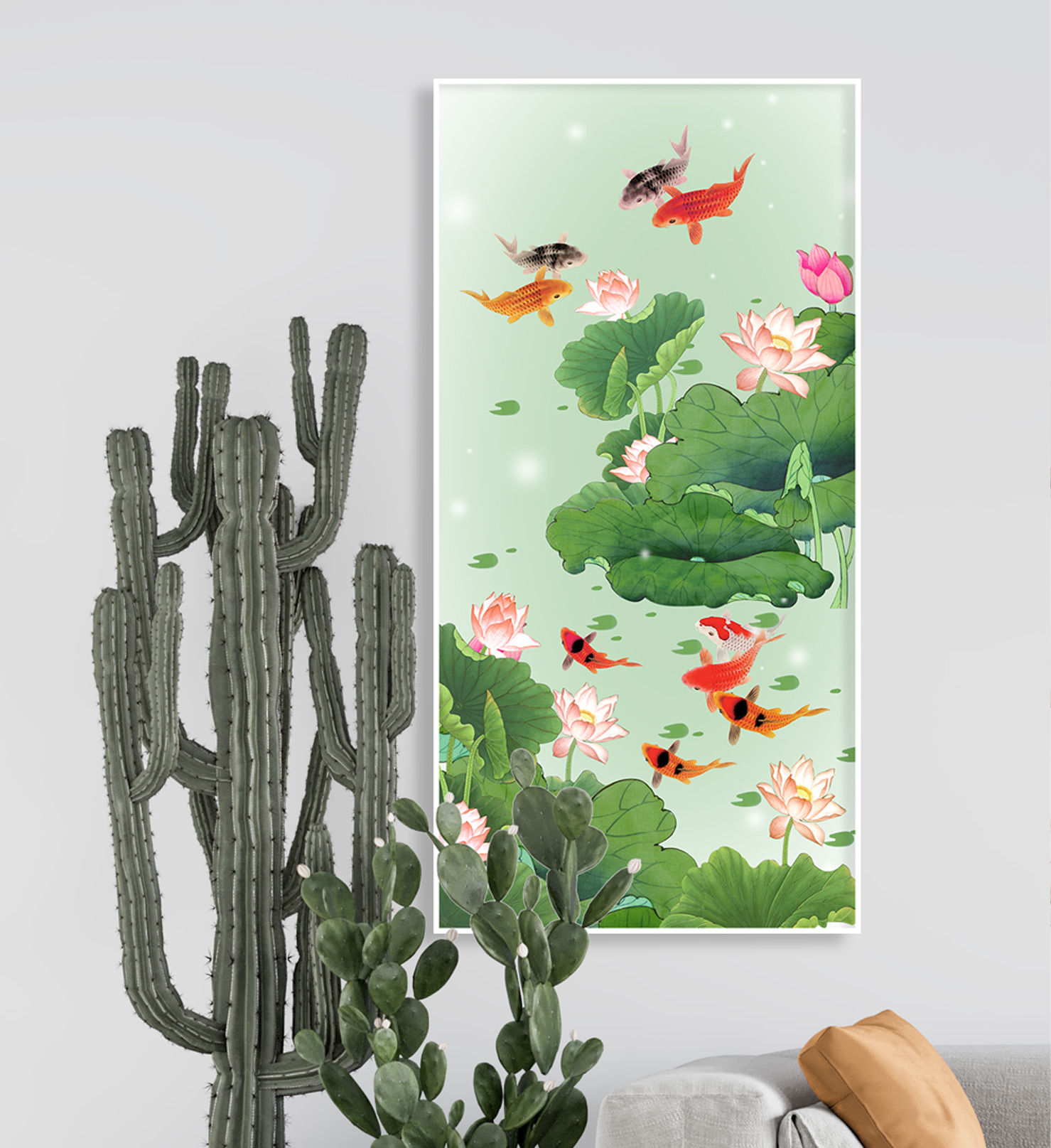 금전운 그림 황금 물고기 잉어액자 대형 풍수인테리어 D 상큼 구어도 와이드 80x40cm - 상세 이미지 3