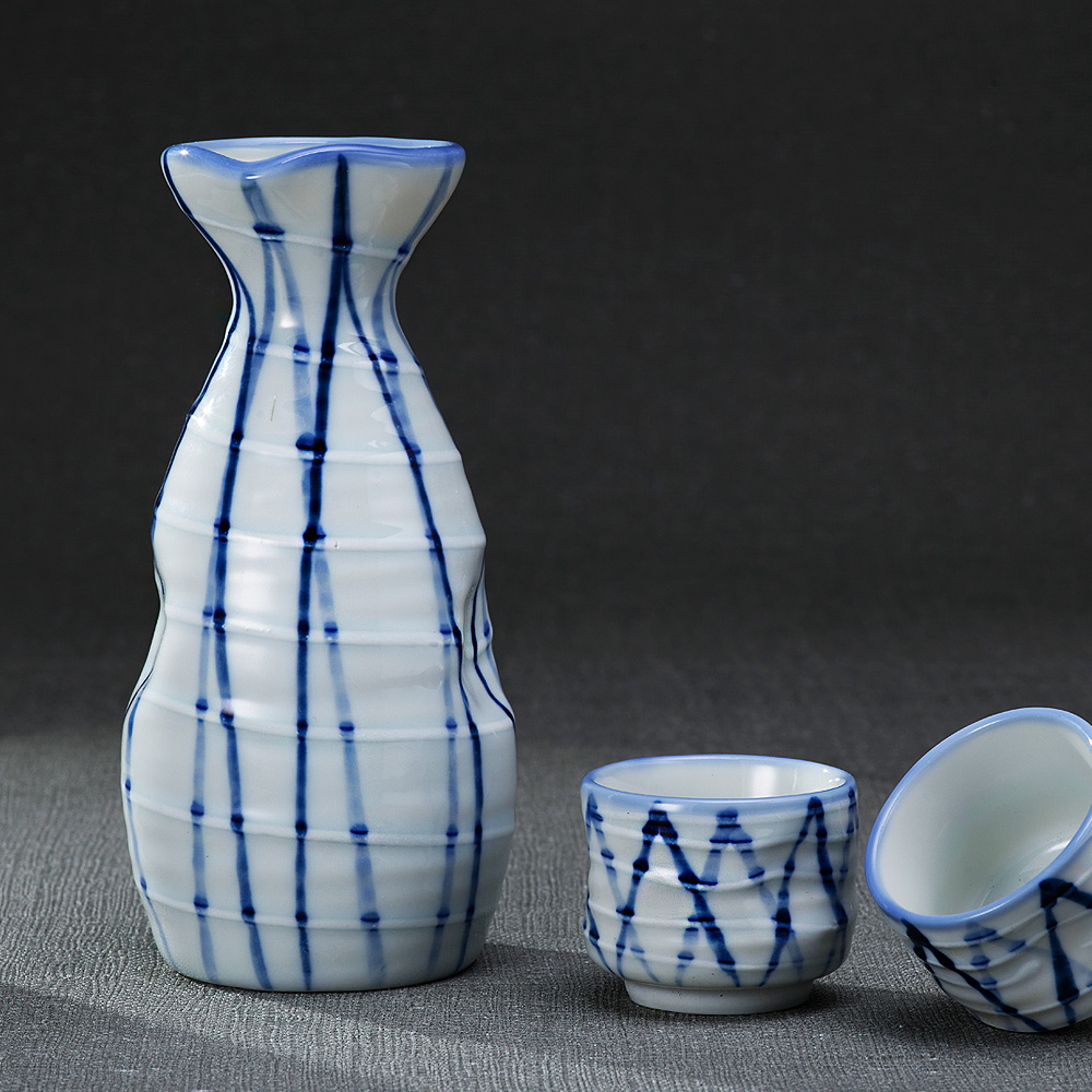 [교토플레이팅] 일본 다케패턴 도쿠리 사케잔세트 닷사이23 간바레오또상 쿠보타만쥬