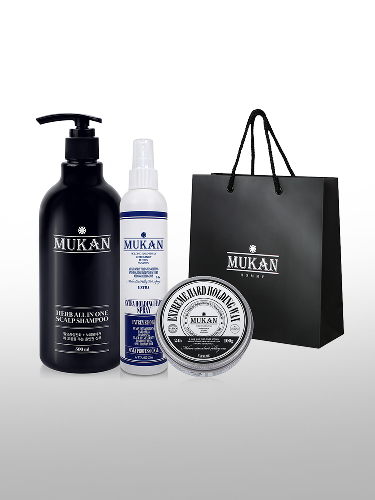 [선물하기] 무칸 헤어스타일링SET (헤어왁스+헤어스프레이+탈모샴푸)