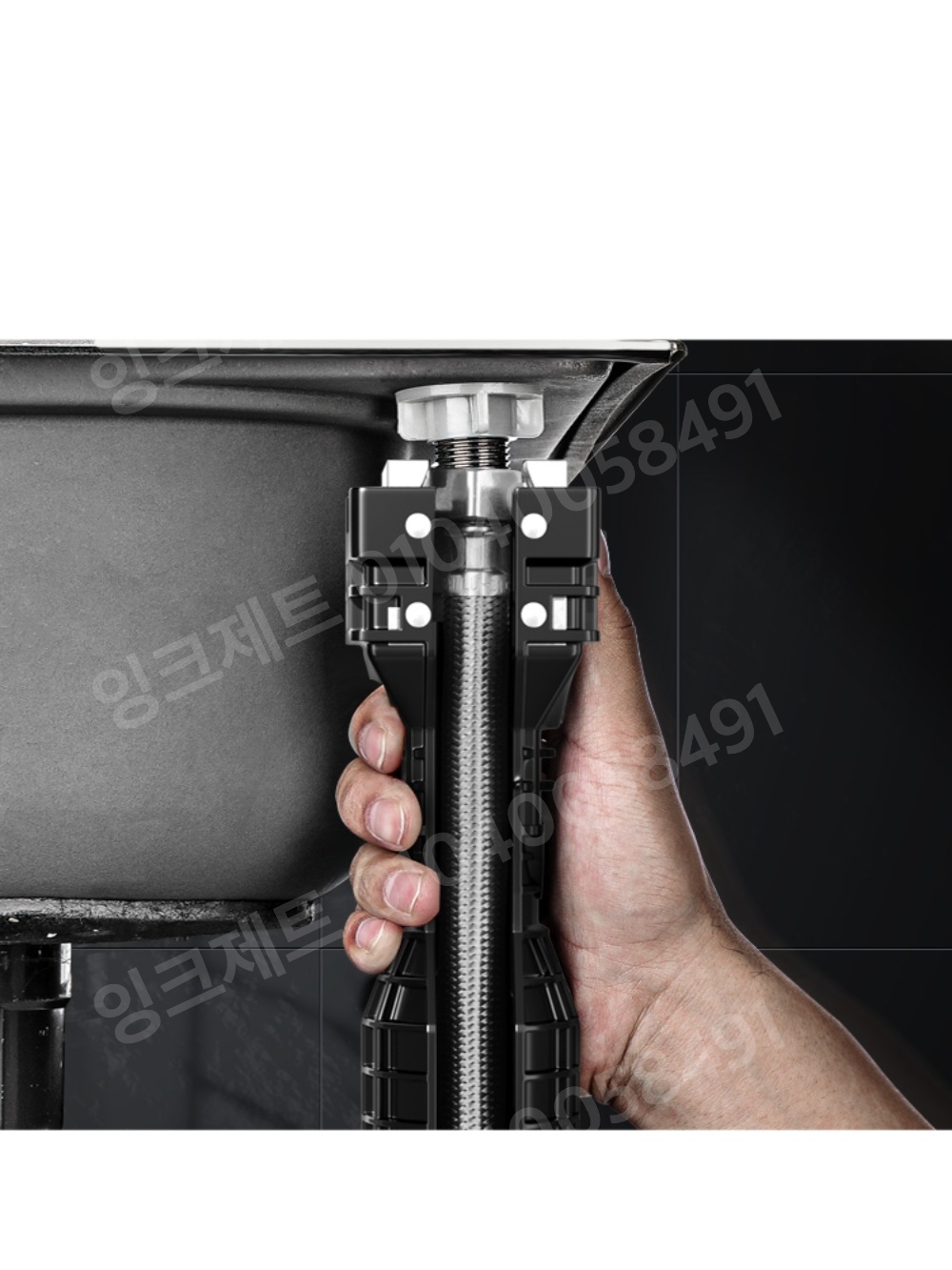 싱크렌치 원홀 수전 교체 간편수리 욕실 배관 수공구 - 상품 이미지