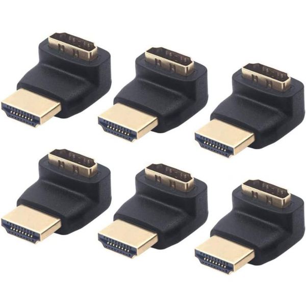 VCE HDMI 270도 어댑터 6팩 직각 남성 여성 L자형 커넥터 4K 60Hz TV 스틱용 3D HDTV PC용 : 부자고래8호점