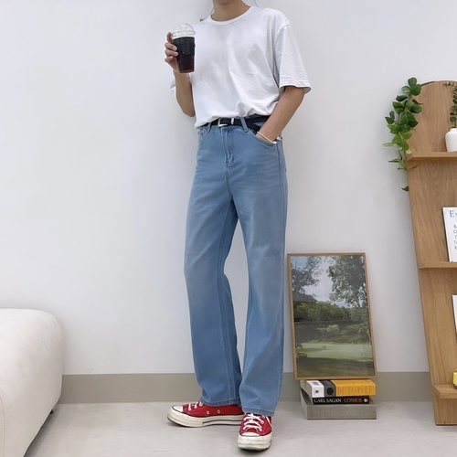 남자연청바지 남자블랙진 남자세미와이드청바지 남자흑청바지 이미지 4