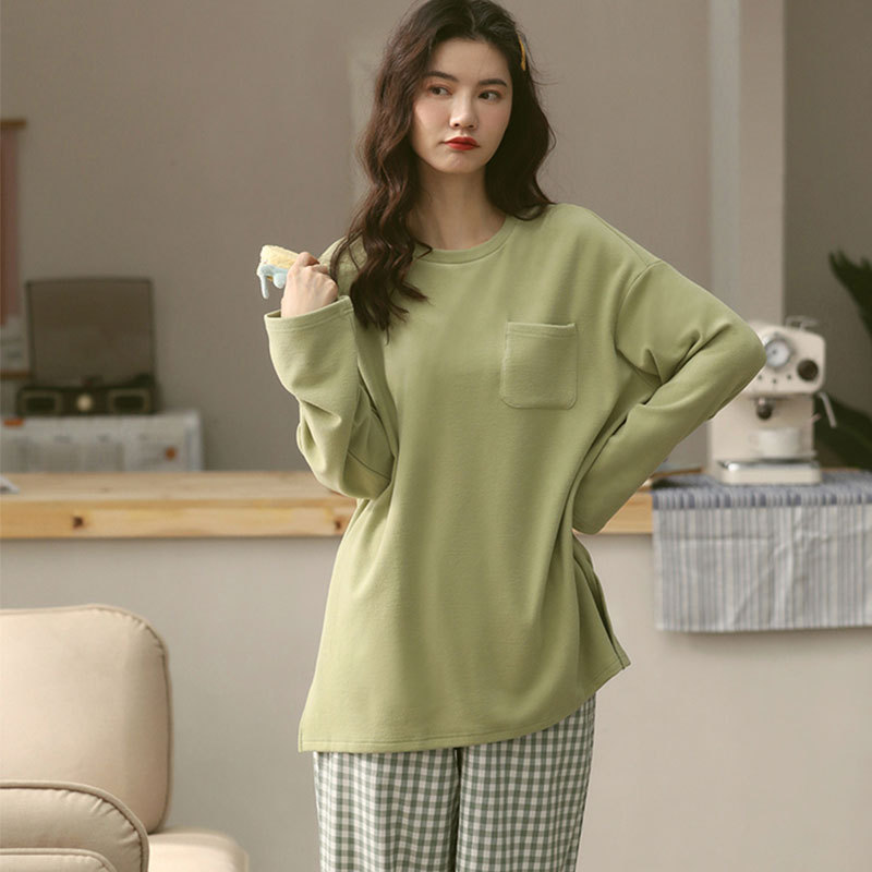 집에서 입는 청소년 봄 잠옷 체크무늬 파자마 베이직 이너웨어 이미지 8