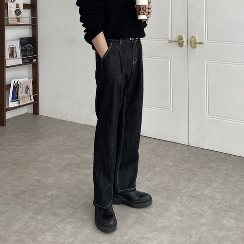 남자생지데님 남자블랙진 남자통청바지 통큰청바지 이미지 2