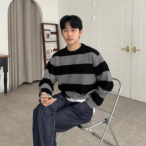 남자단가라니트 남자스트라이프니트 이미지 3