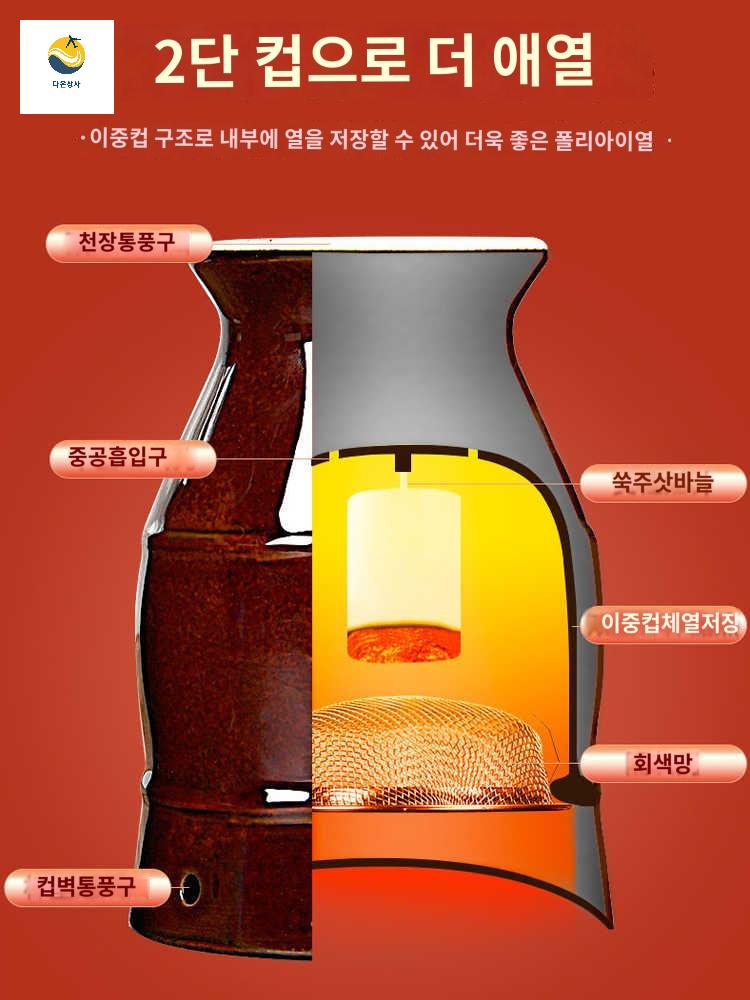 항아리 쑥봉 뜸 도자기 휴대용 안마 기구 훈증 쑥뜸 - 상세 이미지 2