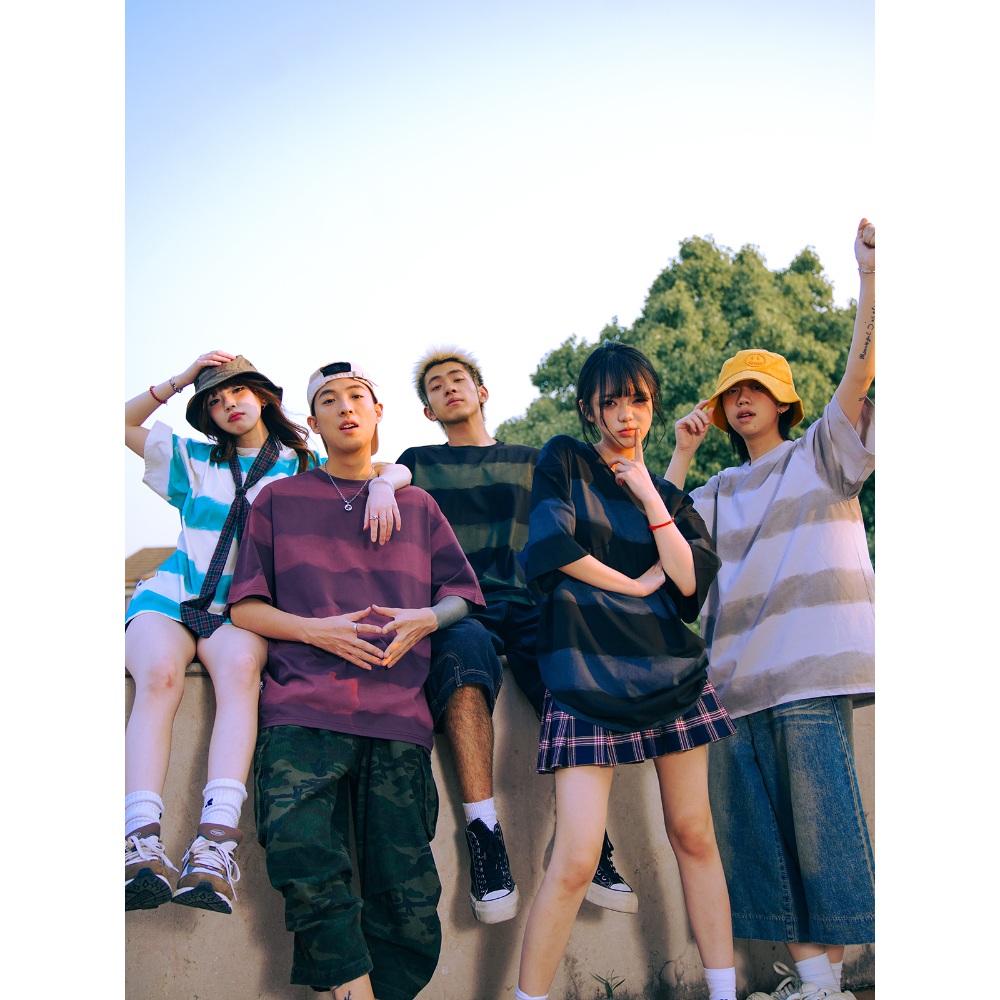 타이다이 스트라이프 티셔츠 커플 힙한 빈티지 y2k 여름 데일리 연예인 패션 코디 기자회견 - 상세 이미지 3