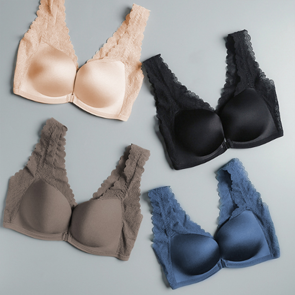 M-XL 브라 노와이어 편한 브래지어 여성 브라렛 여름 속옷 앞후크 여자 여름 레이스 - 상품 이미지