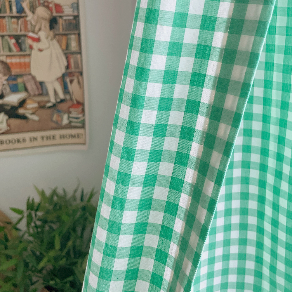 멜란 체크 커튼 애플그린 아이방 작은방 빈티지 여아 남아