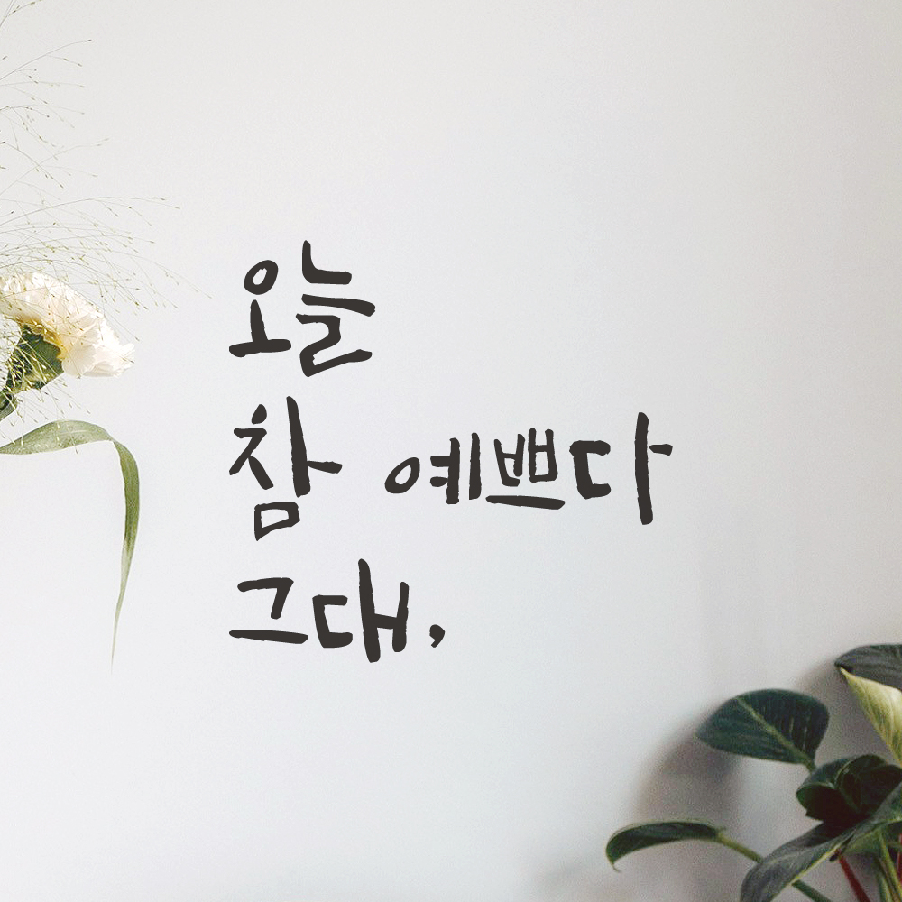 카페 욕실 거울 창문 미용실 피부샵 네일샵 캘리그라피 레터링 스티커 오늘 참 예쁘다 그대 LC-001S 검정 - 상세 이미지 2