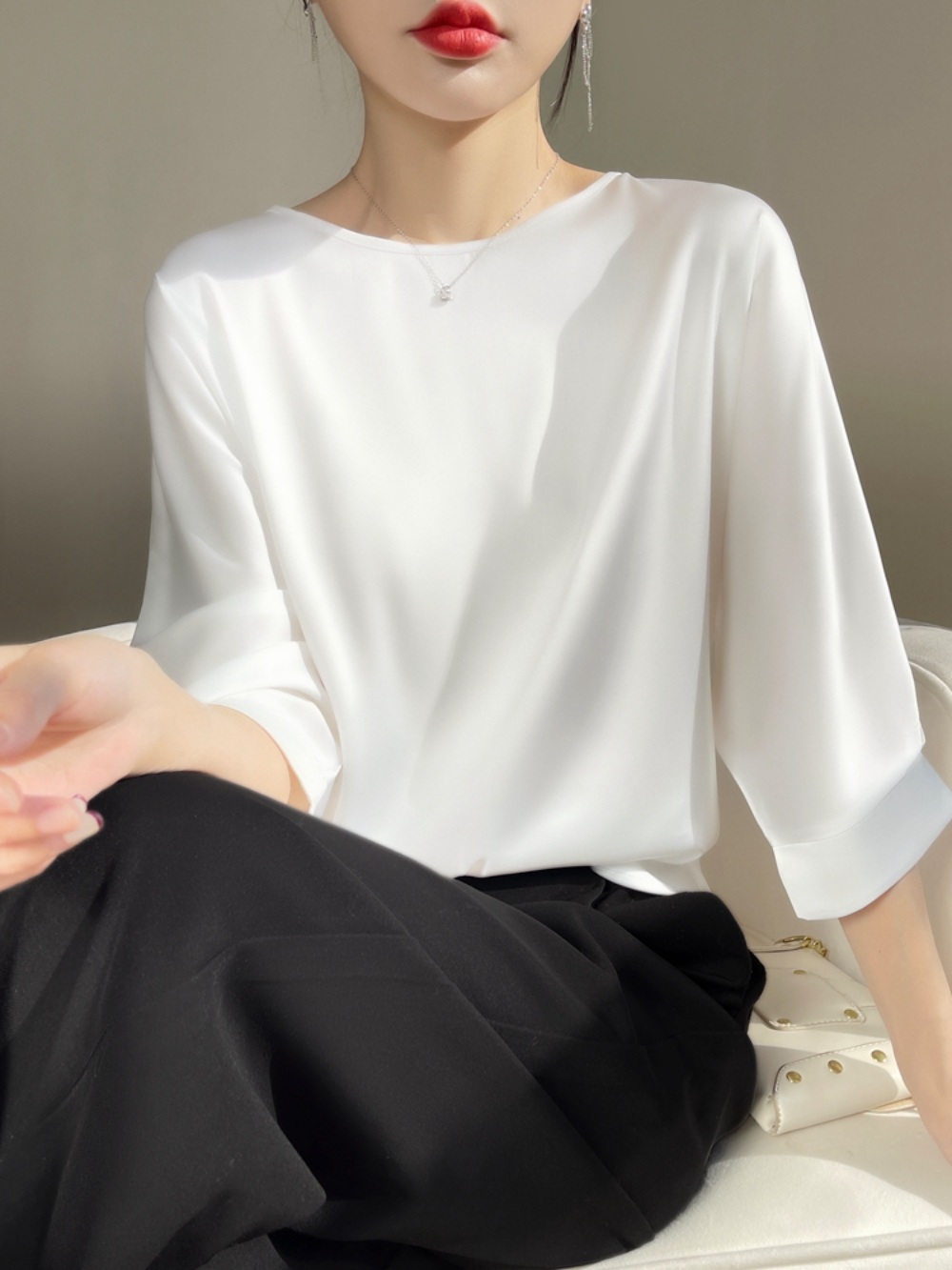 피도 눈물도 없이 78회 윤이라 정수연 티셔츠 루즈한 라운드 의상 옷 패션 - 상세 이미지 5