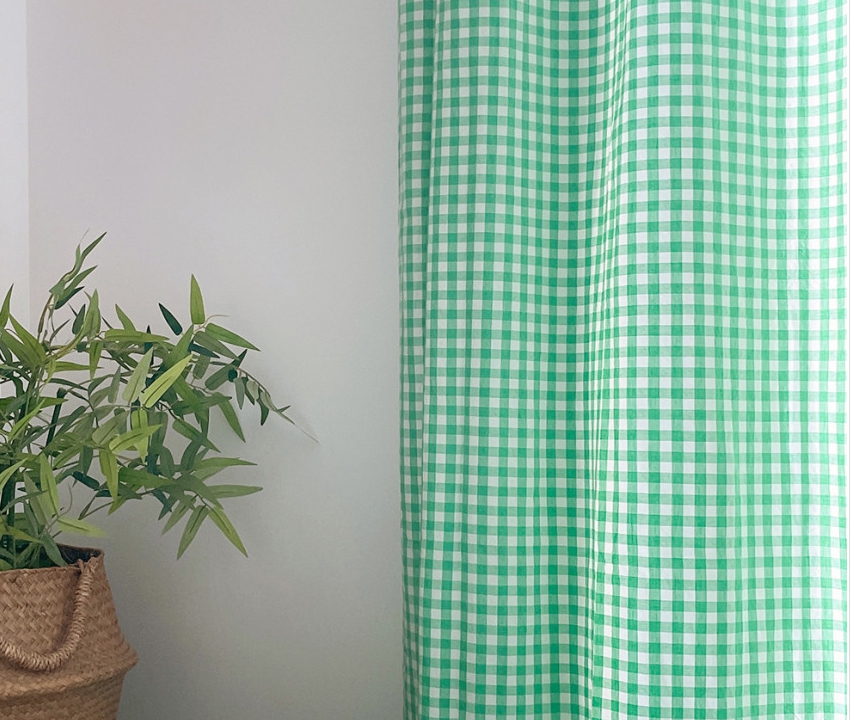 멜란 체크 커튼 애플그린 아이방 작은방 빈티지 여아 남아