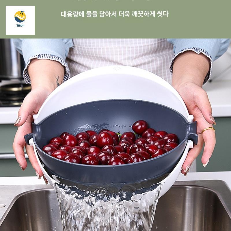 야채 물빠짐 짜파게티 채반 바구니 이중 짜파구리 듀얼 믹싱볼 비빔면 과일 간편 - 상세 이미지 4