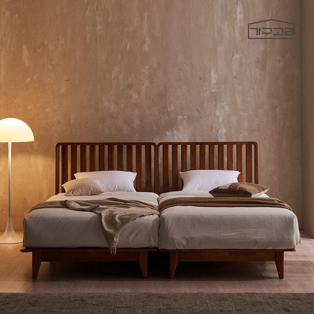 가구고래 솔레아 참죽나무 평상형 원목 침대 프레임 SS