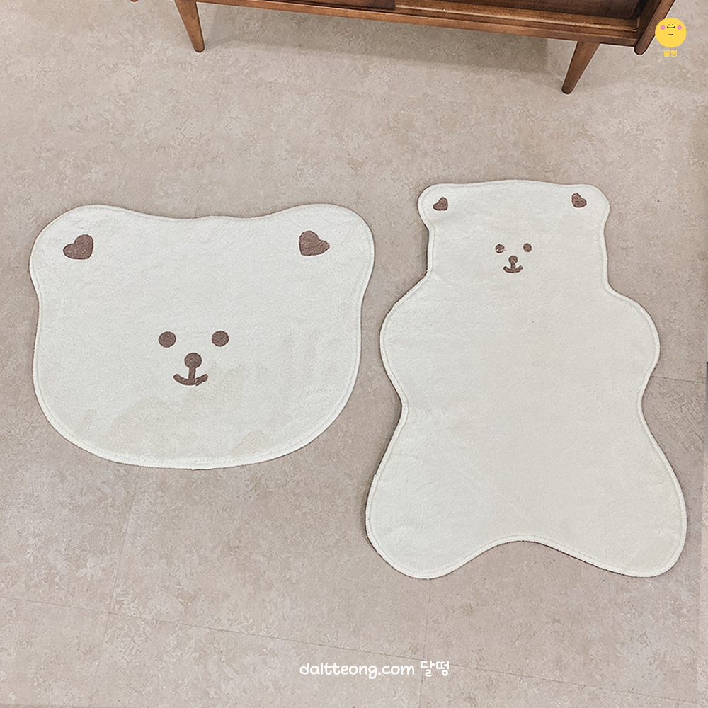 달떵 귀여운 곰돌이 디자인 동물 베어페이스 미니 러그 거실 아이방 침대 발매트 44x57