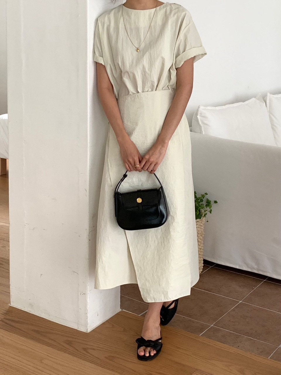 제인 아방소매 바스락 롱 랩원피스 3color - 상품 이미지