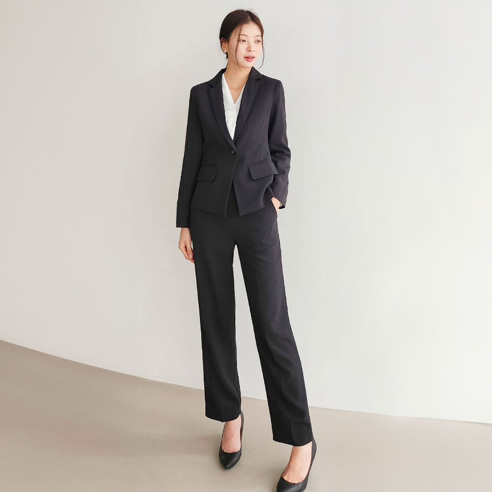 여성정장세트 면접복장 여자정장 투피스 바지정장 세트 빅사이즈 [무지]