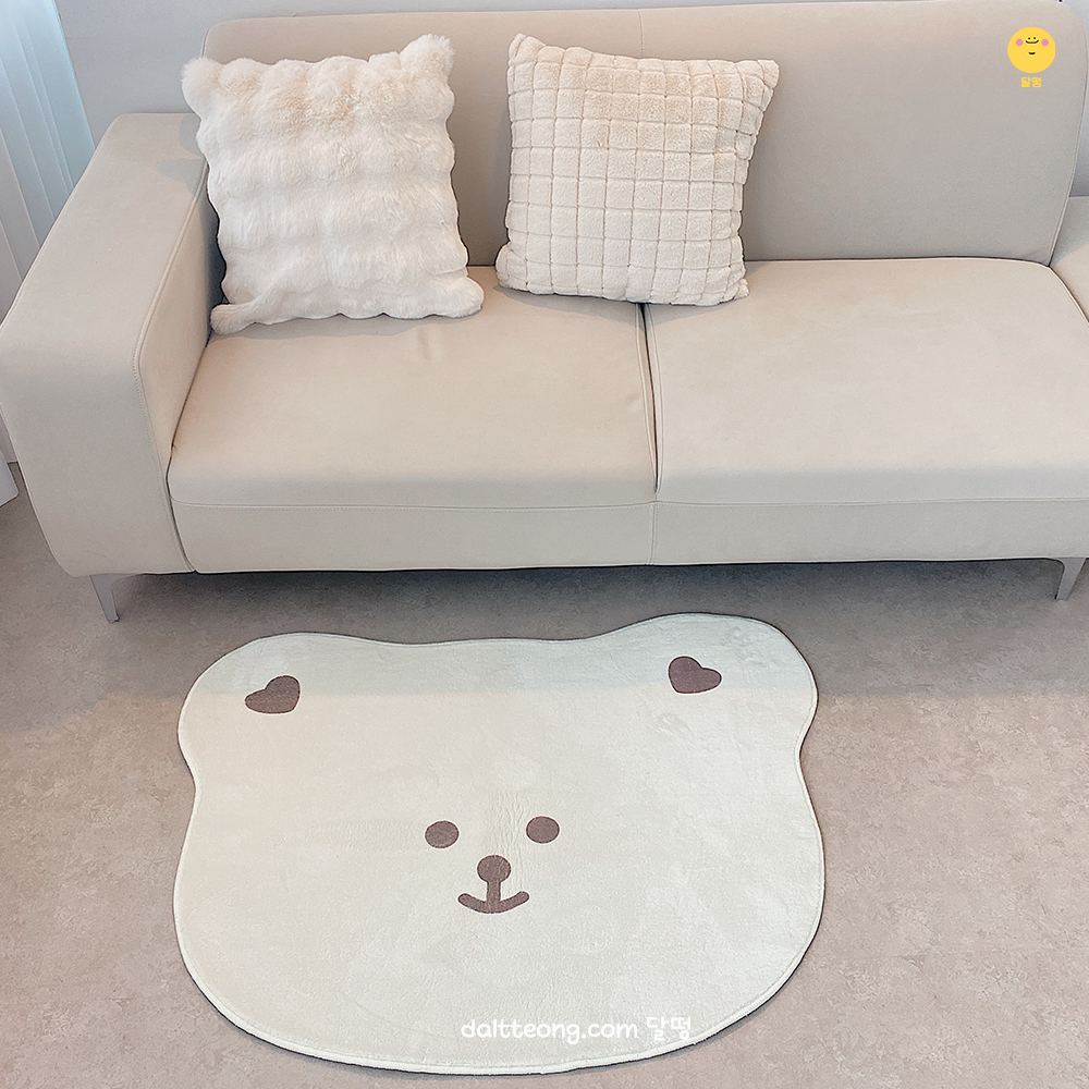 달떵 귀여운 곰돌이 디자인 동물 베어페이스 미니 러그 거실 아이방 침대 발매트 44x57