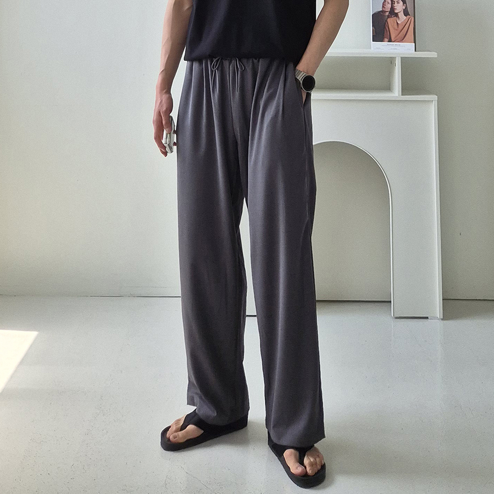 남자 와이드팬츠 링클프리 밴딩 아이스팬츠 남자냉장고바지