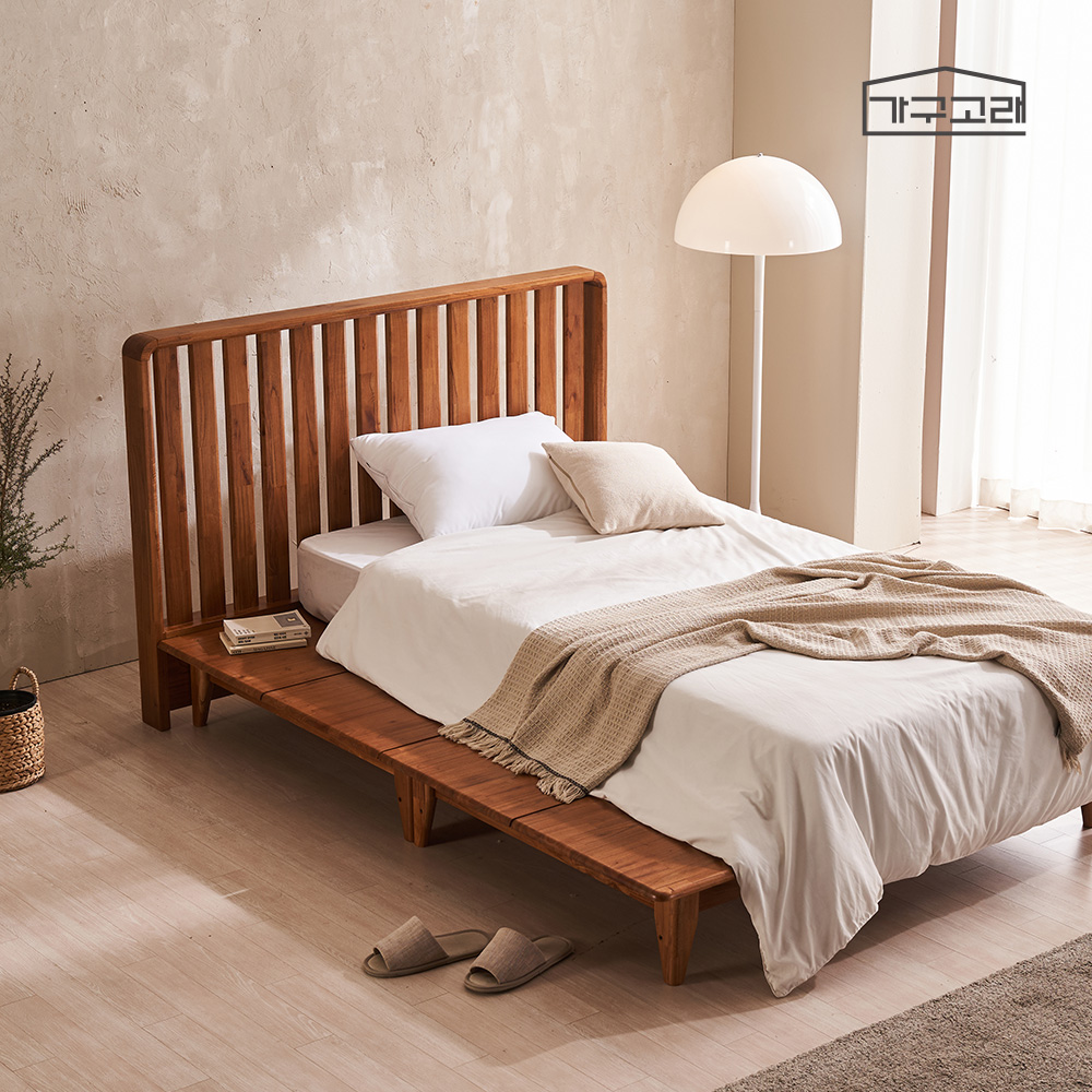 가구고래 솔레아 참죽나무 평상형 원목 침대 프레임 SS