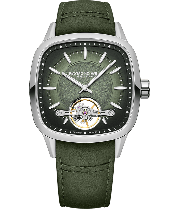 [레이몬드웨일] 프리랜서 칼리버 RW1212  스퀘어 가죽 40x40mm 그린 - 상품 이미지