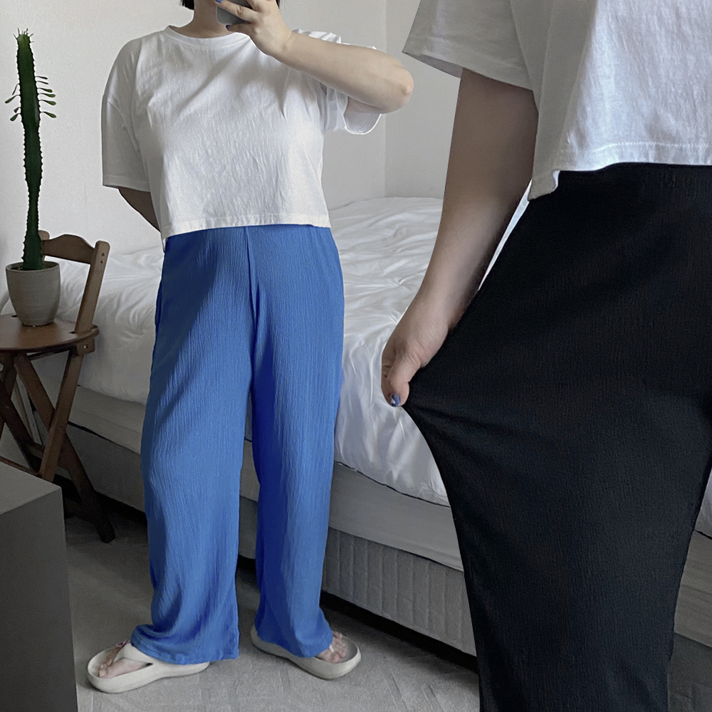 플리츠바지 찰랑바지 몸빼 블루팬츠 흠뻑쇼팬츠 - 상품 이미지