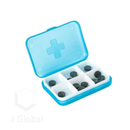 제이글로벌 OEM 6칸 사각 알약케이스 블루 약상자 여행용약통 예쁜약통