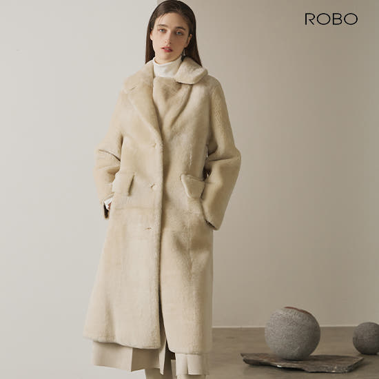 로보 롱 무스탕 상세 이미지